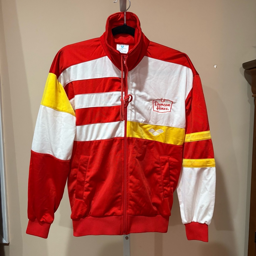 Duncan Hines Advertising VTG. Red and White Men's Zip Up  Track Jacket (S)
